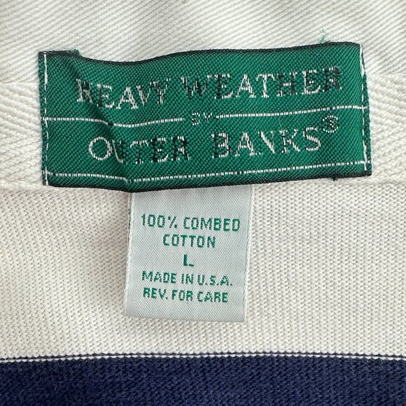 Heavy Weather By Outer Banks Shirt Men White Size L Striped Collared Full Sleeve - Picture 6 of 6